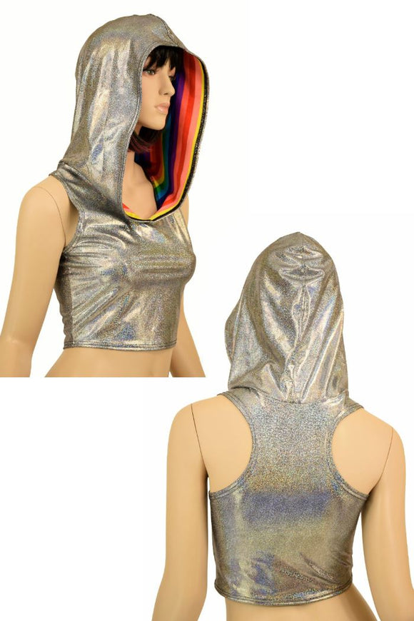 Silver Racerback Crop Hoodie - Coquetry Clothing
