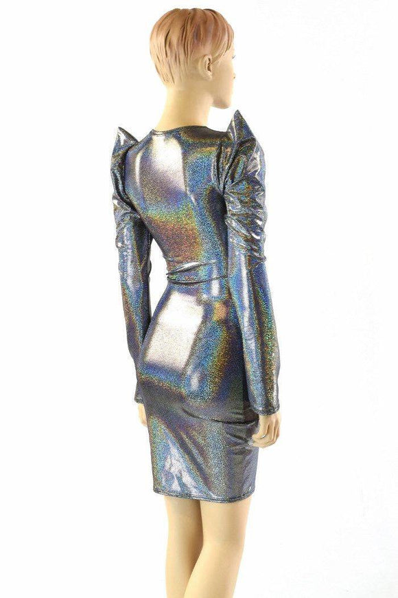 Silver Sharp Shoulder Dress - Coquetry Clothing