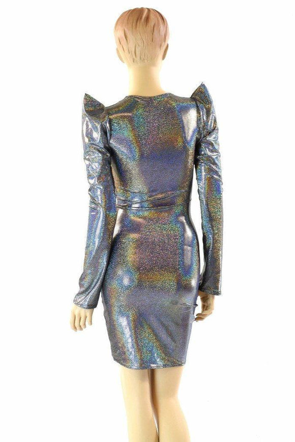 Silver Sharp Shoulder Dress - Coquetry Clothing