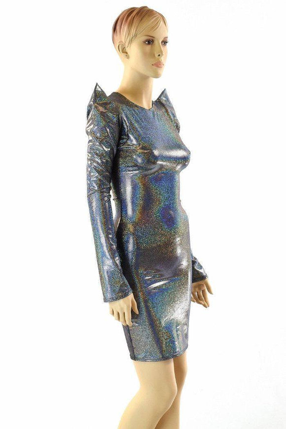 Silver Sharp Shoulder Dress - Coquetry Clothing