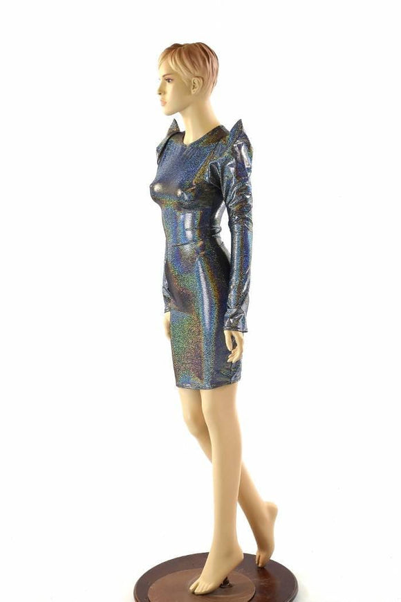 Silver Sharp Shoulder Dress - Coquetry Clothing