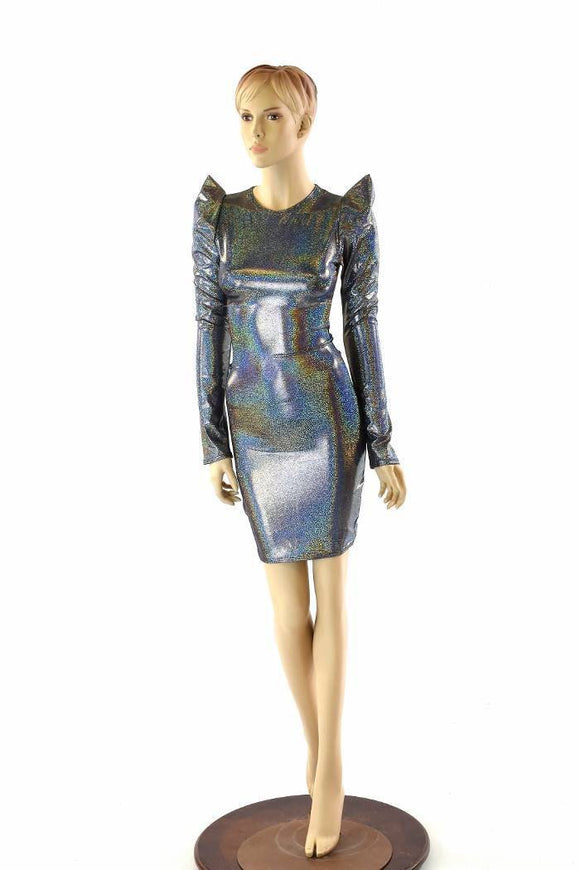 Silver Sharp Shoulder Dress - Coquetry Clothing