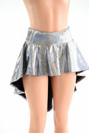 Silver Sparkly Holographic Hi Lo Rave Skirt - Coquetry Clothing