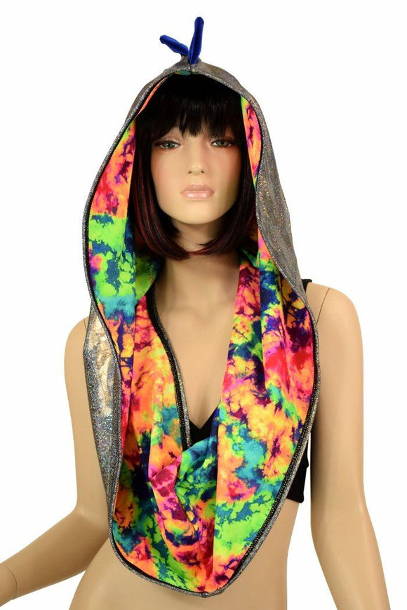 Silver Spiked HUGE Festival Hood - Coquetry Clothing