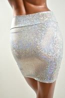 Silver & White Bodycon Skirt - Coquetry Clothing