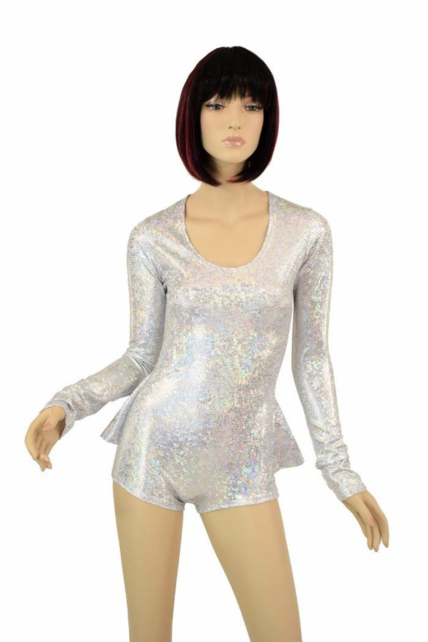 Silver & White Ruffle Rump Romper - 2