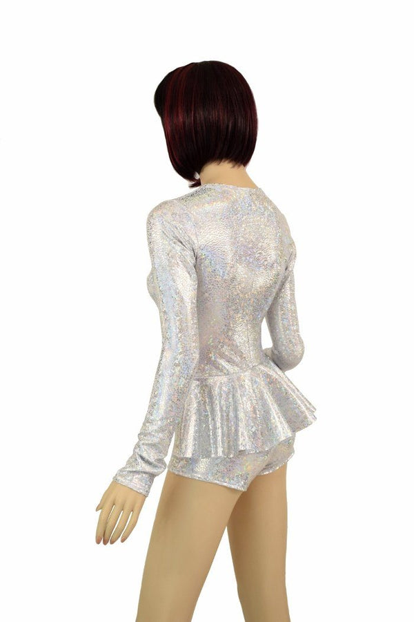 Silver & White Ruffle Rump Romper - 5