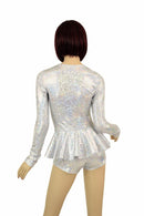 Silver & White Ruffle Rump Romper - Coquetry Clothing