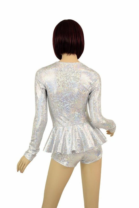 Silver & White Ruffle Rump Romper - Coquetry Clothing