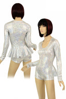 Silver & White Ruffle Rump Romper - Coquetry Clothing
