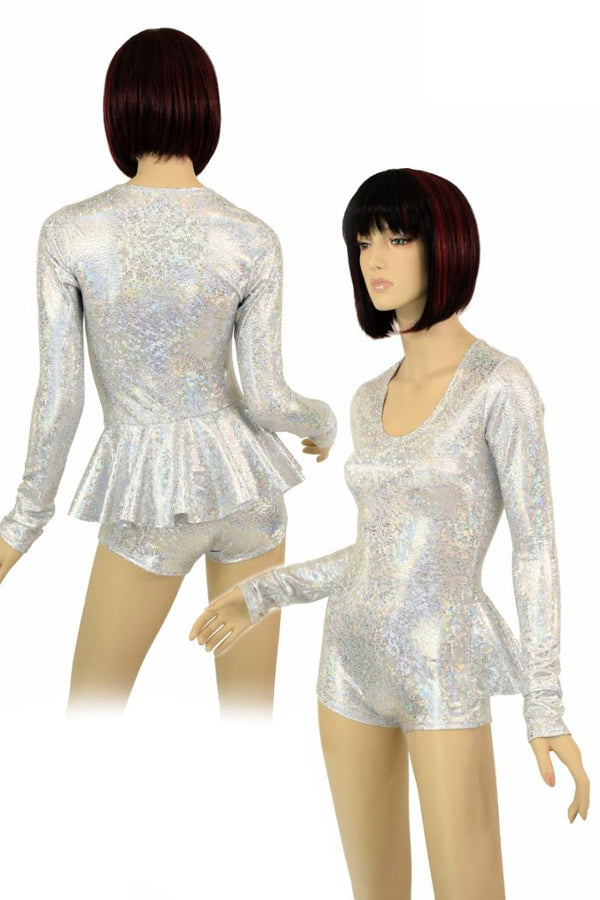 Silver & White Ruffle Rump Romper - 1