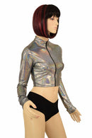 Silver Zippered Crop Top - Coquetry Clothing