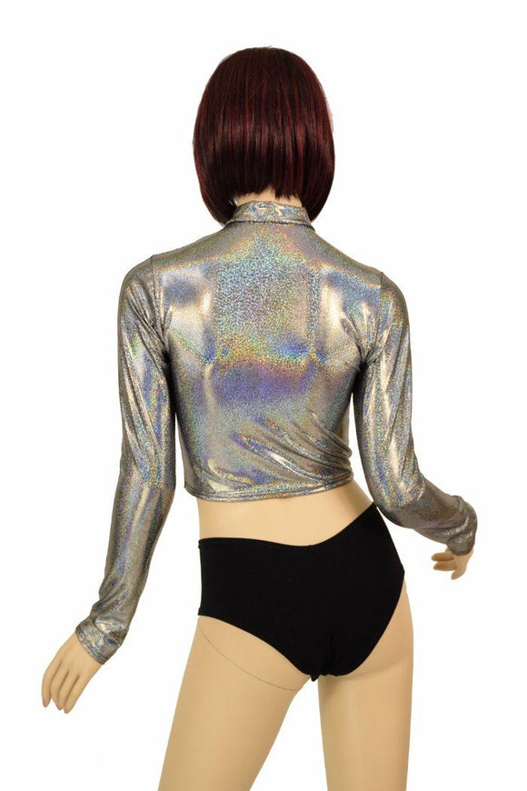 Silver Zippered Crop Top - Coquetry Clothing