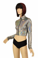 Silver Zippered Crop Top - Coquetry Clothing