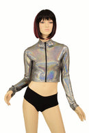 Silver Zippered Crop Top - Coquetry Clothing
