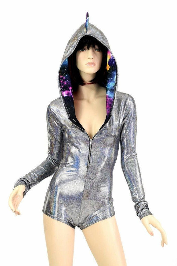 Silver Zippered Dragon Romper - Coquetry Clothing