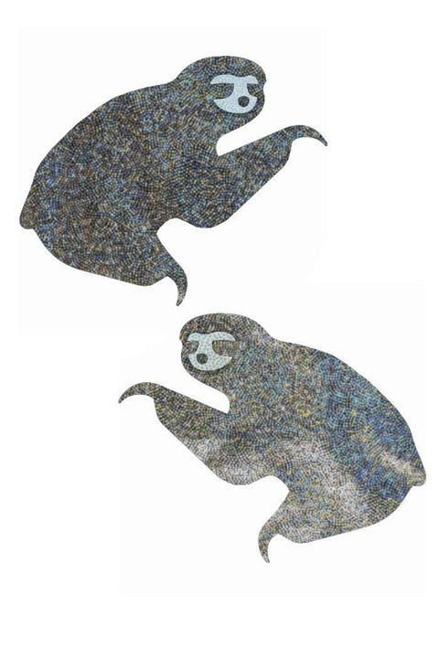 Silver Holographic Sloth Pasties - Coquetry Clothing