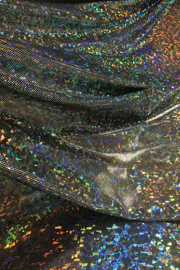 Silver Kaleidoscope Holographic Stretch Fabric - 3