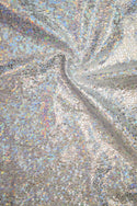 Silver on White Shattered Glass Fabric - 1