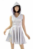 Silvery Holographic Pocket Skater Dress - Coquetry Clothing