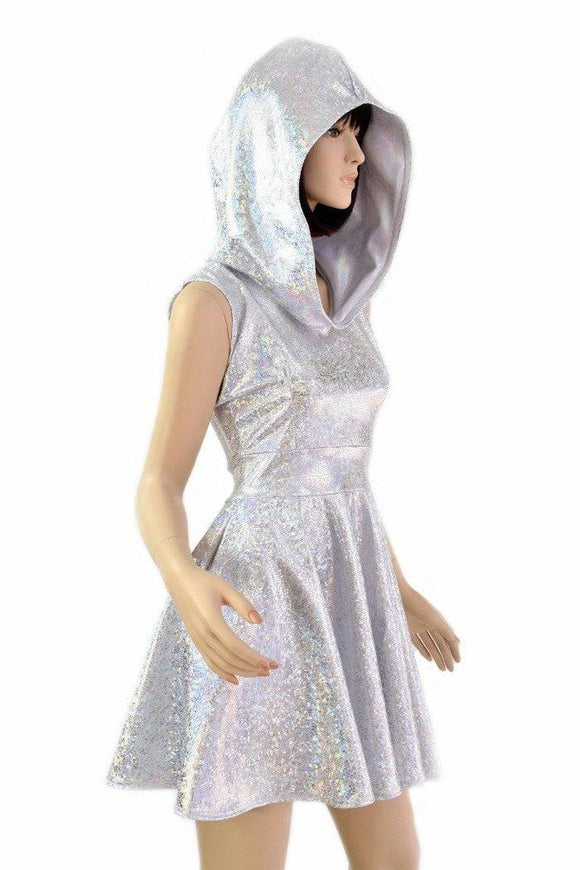 Silvery Holographic Pocket Skater Dress - Coquetry Clothing