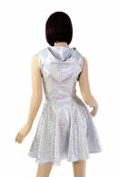 Silvery Holographic Pocket Skater Dress - Coquetry Clothing