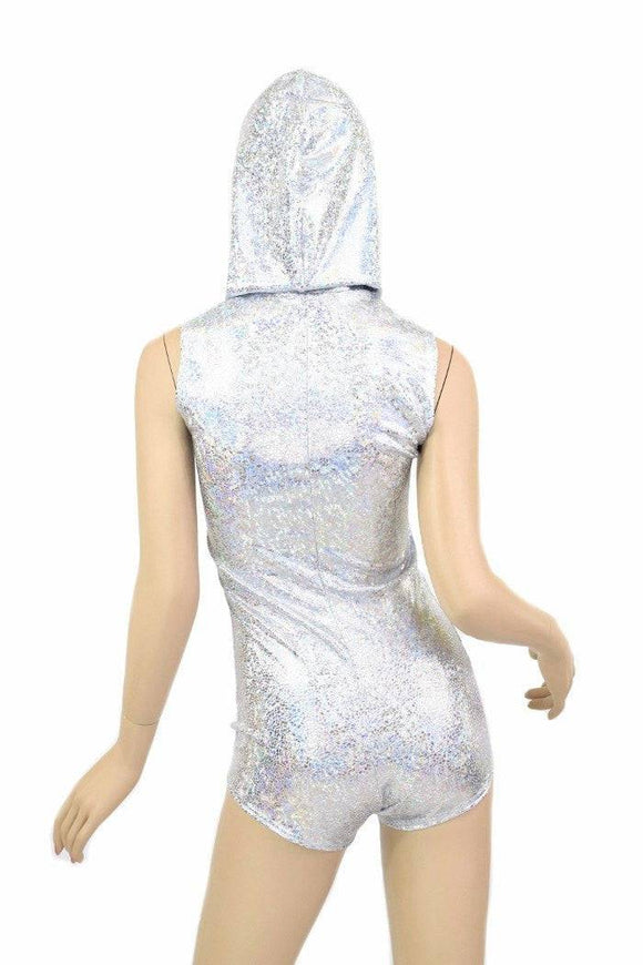 Silvery Sleeveless Hoodie Romper - Coquetry Clothing