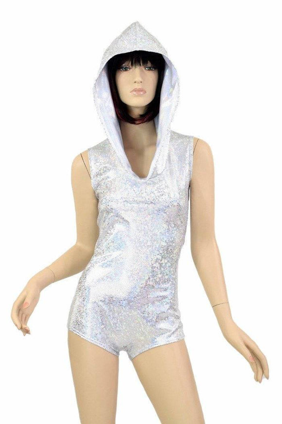 Silvery Sleeveless Hoodie Romper - Coquetry Clothing