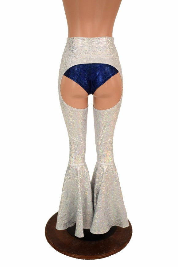 Silvery White Bell Bottom Flare Chaps - Coquetry Clothing