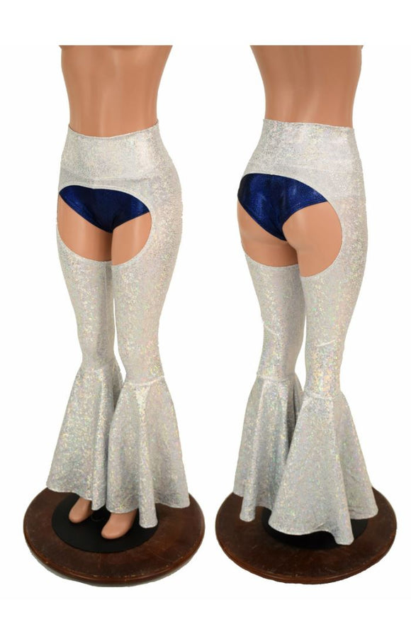Silvery White Bell Bottom Flare Chaps - Coquetry Clothing