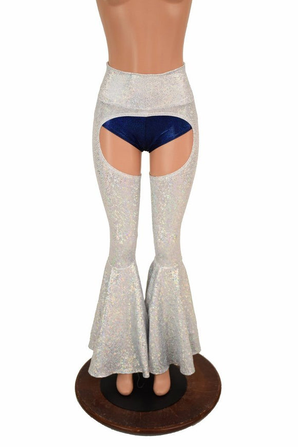 Silvery White Bell Bottom Flare Chaps - Coquetry Clothing