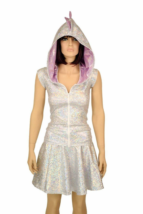 Silvery White Dragon Hoodie & Skirt Set - Coquetry Clothing