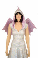 Silvery White Dragon Hoodie & Skirt Set (+Wings & Tail!) - Coquetry Clothing