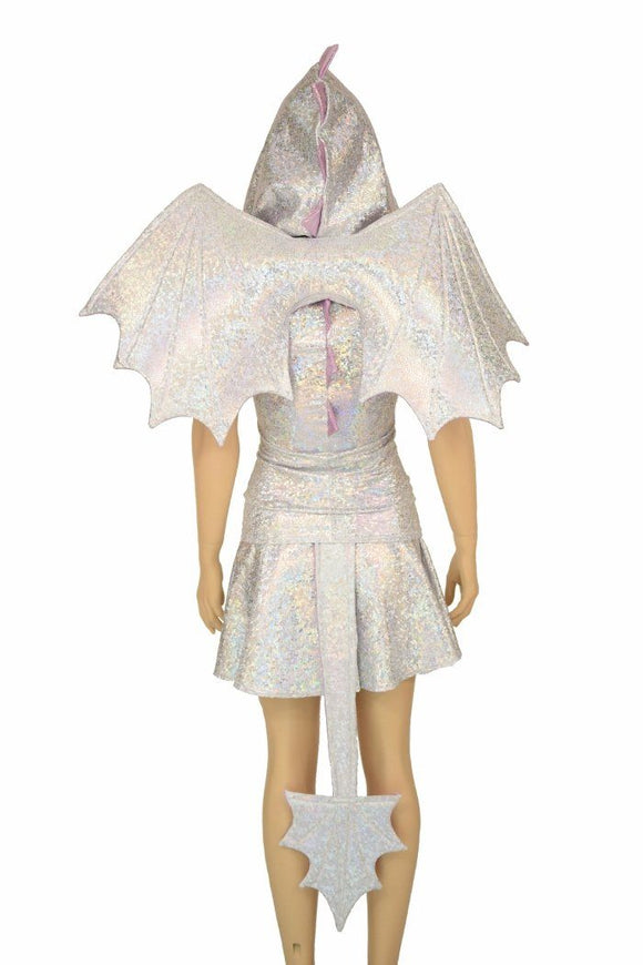 Silvery White Dragon Hoodie & Skirt Set (+Wings & Tail!) - Coquetry Clothing