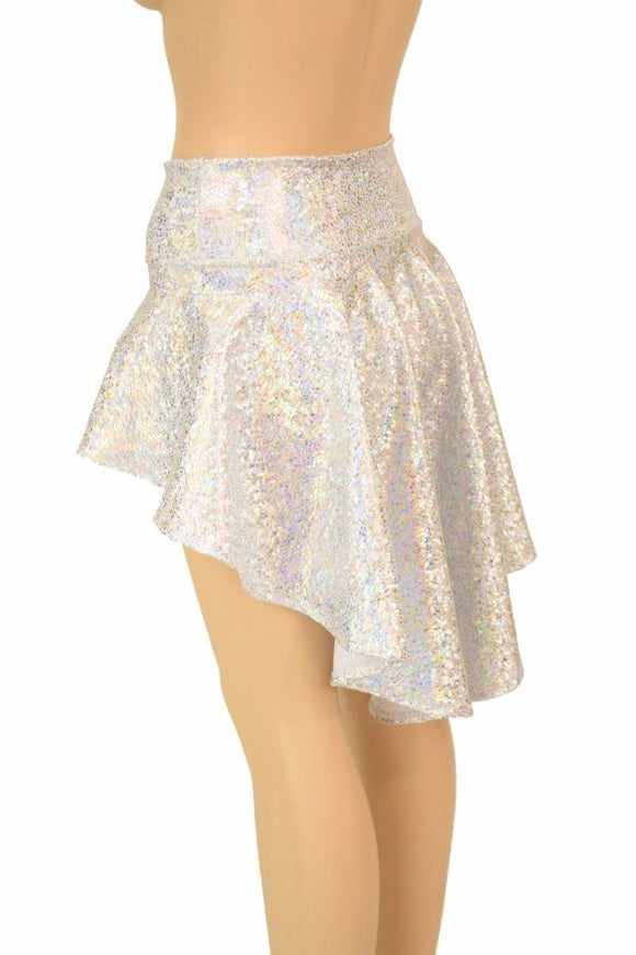 Silvery White Hi Lo Rave Skirt - Coquetry Clothing