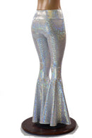 Silvery White High Waist Bell Bottom Flares - Coquetry Clothing