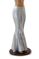 Silvery White High Waist Bell Bottom Flares - Coquetry Clothing