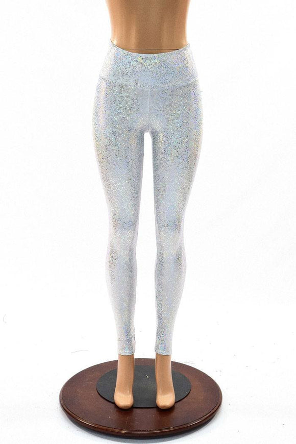 Silvery White High Waist Leggings - Coquetry Clothing