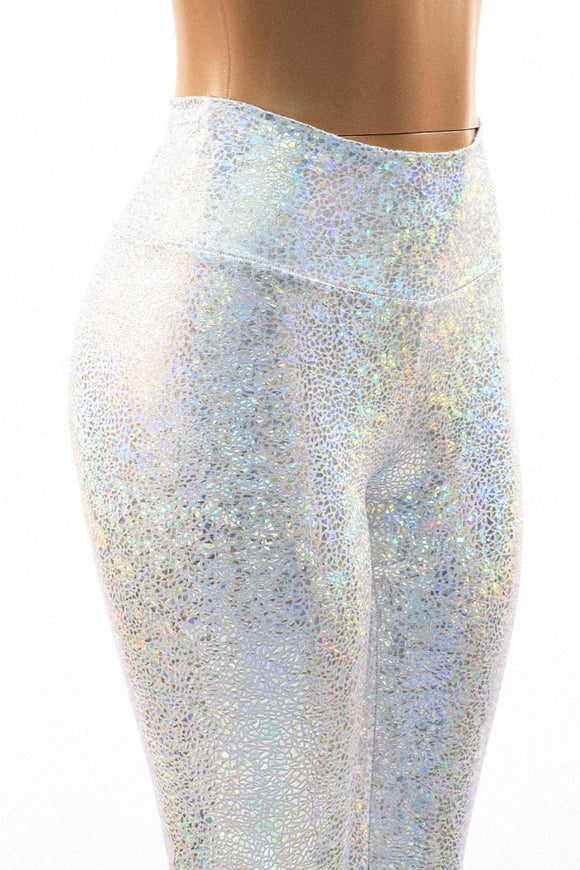 Silvery White High Waist Leggings - Coquetry Clothing