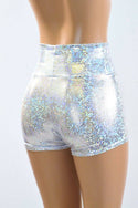 Silvery White High Waist Shorts - 3