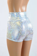 Silvery White High Waist Shorts - 2