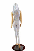 Silvery White Hooded Catsuit - Coquetry Clothing