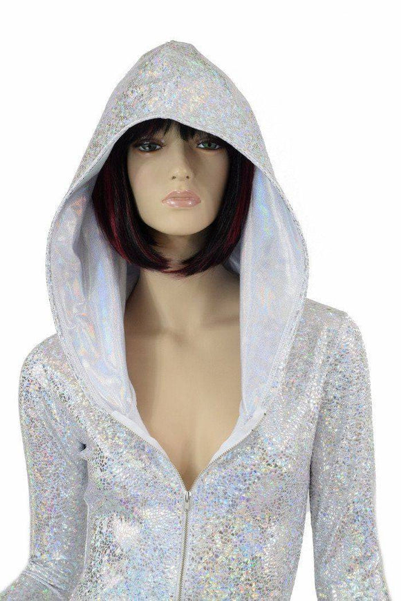 Silvery White Long Sleeve Hoodie Romper - Coquetry Clothing