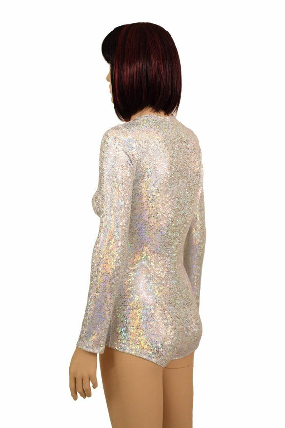 Silvery White Long Sleeve Romper - Coquetry Clothing