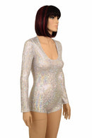 Silvery White Long Sleeve Romper - Coquetry Clothing