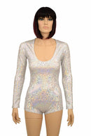 Silvery White Long Sleeve Romper - Coquetry Clothing