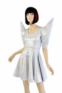 Silvery White Mega Sharp Shoulder Skater Dress - 1