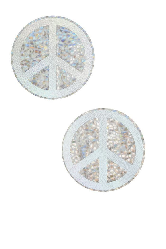 Silvery White Peace Sign Pasties - Coquetry Clothing