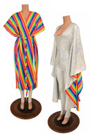 Silvery White & Rainbow Batwing Catsuit - Coquetry Clothing