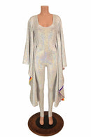 Silvery White & Rainbow Batwing Catsuit - Coquetry Clothing